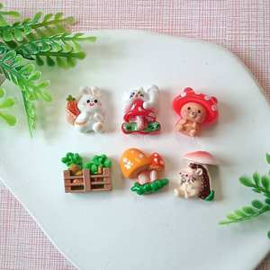 สัตว์เลี้ยงในสวนนางฟ้าทรงหลังแบนทำจากเรซิน100ชิ้น/ล็อตการ์ตูนน่ารักกระต่ายเห็ดแมวสไลม์สำหรับเครื่องประดับงานฝีมือแบบทำมือ - Product Image 3