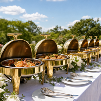 Ensemble de réchauds de luxe à couvercle roulant, chauffe-plats commerciaux en acier inoxydable pour buffet avec supports à combustible, équipement de restauration