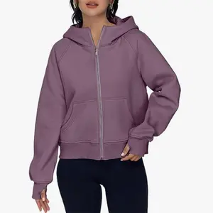 Europese En Amerikaanse Straat Trend Capuchon Vest Open Voorkant Rits Effen Kleur Losse Hoodies Voor Vrouwen