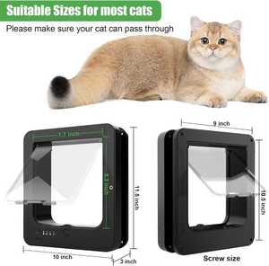 Elektrik Pet kapı sinekliği çip ile 4-way kilitleme kapak otomatik akıllı Pet kedi köpek kapı - Product Image 6