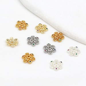 Soporte para Flores de Circonio, Chapado en Oro de 14K, Cobre, Cuentas Espaciadoras para Joyería DIY, C21 - Product Image 2