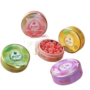 Bonbons gélifiés fruités à la vitamine C, emballage en boîte métallique, bonbons acidulés et moelleux, collation portable à emporter - Product Image 1