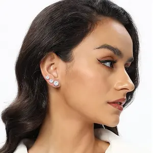 Women Luxury Earrings Stud Pure G23 Implant Grade Titanium Claw With Zircon Earrings Piercing