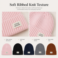 Gorro de Punto Acanalado Personalizado con Logotipo, Gorros de Invierno con Puño para Actividades al Aire Libre y Uniformes de Personal, Gorro de Punto de Marca Privada