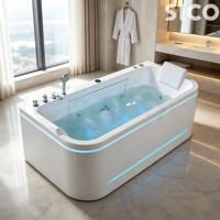 Baignoire SPA autoportante en acrylique blanche de luxe avec jets d'hydro-massage, drain et robinet inclus, pour usage intérieur ou hôtels