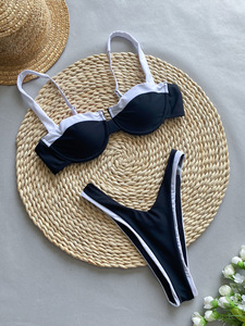 2024 nouveau bikini taille haute sexy deux pièces femmes maillot de bain séchage rapide maillots de bain Bikinis ensemble T pour femmes maillots de bain blanc et noir - Product Image 4