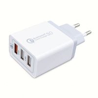 Harga Pabrik Baru 18W QC 3.0 Pengisi Daya Dinding Bahan Tahan Api PC 3 Port USB Pengisian Cepat Kompatibilitas Multi-Kabel Colokan UK EU