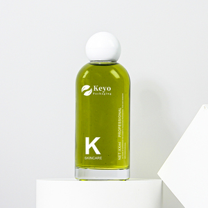 New Fashion100ml/3oz trong suốt màu xanh lá cây rõ ràng dầu tóc thủy tinh bao bì chăm sóc da chai tròn bóng hình với nắp màu trắng - Product Image 4