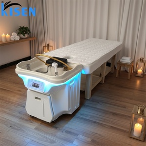 เตียงสปาเคลื่อนที่ Kisen พร้อมไฟ LED และที่เก็บน้ำ สำหรับใช้ในร้านเสริมสวย ดีไซน์ถอดประกอบได้ เตียงสระผมสำหรับร้านเสริมสวย เตียงนวดแผนไทย - Product Image 1