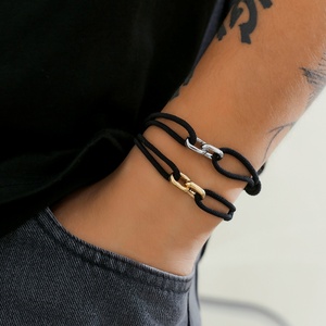 Pulsera de Cuerda de Milán Ajustable con Dijes para Hombre, Estilo Minimalista, para Uso Diario, Joyería de Moda, Accesorios - Product Image 2