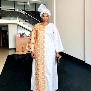 Robes africaines grande taille pour femmes, robe de luxe Boubou, robe longue de soirée de <span class=keywords><strong>mariage</strong></span> avec broderie riche en <span class=keywords><strong>Bazin</strong></span>, vêtements africains - Product Image 3