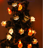 Lampu Tali Surya Gantung Halloween IP65, Lampu Bentuk Labu Hantu Kelelawar Bintang, Dekorasi Halaman Rumah Pesta Liburan Dalam & Luar Ruangan