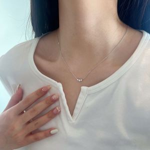 Dylam Stylish Tarnish Free Fade Free 925 Sterling Silver Link Chain <b>D</b> VVS1 Moissanite Three Stones Pendant <b>Necklaces</b> for Women - Product Image 2