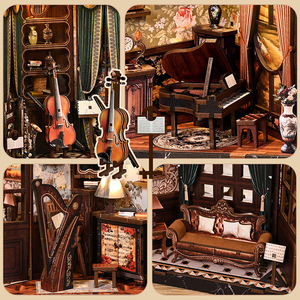 Boîte à musique en bois de style européen, modèle de jouet à assembler soi-même en 3D avec violon et intérieur décoratif pour adultes et adolescents - Product Image 4