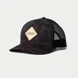 Casquettes Trucker 5 Panneaux en Maille Souple Camouflage Tendance avec Patchs en Cuir PU Diamant Personnalisés et Visière Courbée – Casquette Trucker A-Frame - Product Image 4