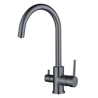 Robinet de cuisine moderne en laiton chromé à 5 voies avec double poignée et cartouche céramique, installation monotrou sur plan – Meilleures ventes