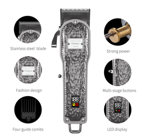 Iclipper-K2S USB professionale barbiere tagliatrice di capelli elettrico Cordless LCD tagliacapelli oro argento tutto metallo tagliacapelli - Product Image 2
