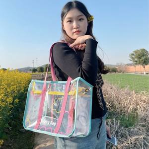 Borsa a Tracolla Trasparente Estiva per Studenti, Borsa da Spiaggia in PVC Personalizzabile, Borsa Cosmetica Portatile per Trucco e Shopping - Product Image 5