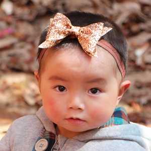 Baby Girl Headbands and Bows, Newborn Infant Toddler Nylon Hairbands Mixed Set of 10 - Product Image 3