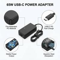 Chargeur universel pour ordinateur portable USB-C 65W PD 3.0 Adaptateur secteur compatible avec ThinkPad Yoga XPS Spectre MacBook Air 20V 3.25A