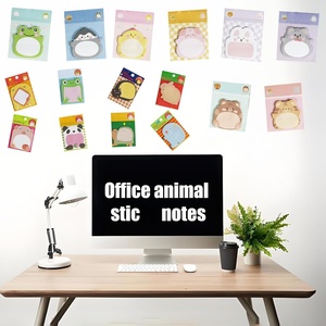 6 pièces de notes autocollantes en forme d'animaux mignons, notes autocollantes adhésives, décoration de dessins animés, marqueurs de notes pour le bureau - Product Image 2