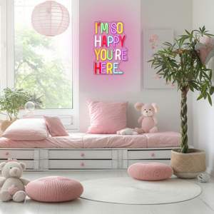 <span class=keywords><strong>Je</strong></span> suis si heureux que vous soyez ici enseigne au néon lumière LED signes de bienvenue pour chambre d'enfants salle de classe maison affaires mur Art décor - Product Image 6