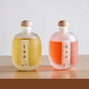 Chai Thủy Tinh Đựng Rượu Trái Cây Mận Xanh Mờ 250Ml 500Ml 1000Ml Tùy Chỉnh Chai Rượu Mận Nhẹ - Product Image 1