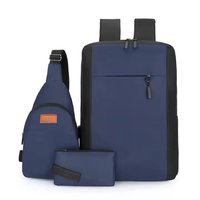 Ensemble de sac à dos pour ordinateur portable géométrique à fermeture éclair 3 en 1 avec port USB, sac d'école pour ordinateur