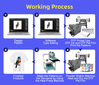 Service à guichet unique Entièrement automatique 60cm DTF Machine Impression T-shirt Imprimantes DTF 2 têtes avec four Shaker