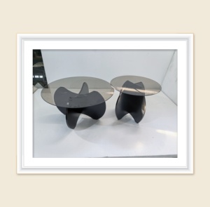 Bàn cà phê thủy tinh sang trọng đặt chân gỗ mở rộng <span class=keywords><strong>MDF</strong></span> cho văn phòng nhà ăn phòng ngủ khách sạn sử dụng bàn cà phê trang trí bằng thép - Product Image 1