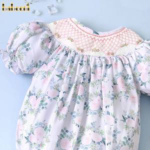 ชุดรอมเปอร์พองสำหรับเด็กหญิงทารก BB2181 100% ดีไซน์รูปดอกไม้เรขาคณิตออกแบบได้ตามต้องการ - Product Image 1