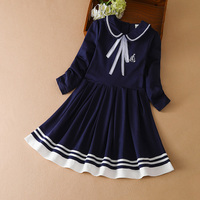 Vestidos Casuales de Primavera para Niñas, Vestidos para Niñas, Vestido Camisero con Cuello Camisero y Pliegues para Bebés, de 6 a 14 Años