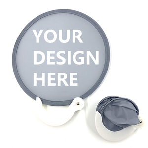 Ventilateur à main pliable avec logo personnalisé, disque volant pliable avec étui, ventilateur à main pliable en nylon rond avec poignée - Product Image 1