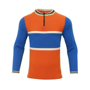 High quality wholesale knitted merino wool cycling jersey for men