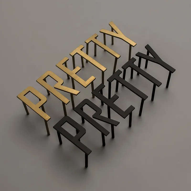 Laser Cut Out 3D Metal Alphabet Letters Store Signs Gold Wall Custom Sign Metal Letters 3d letter hotels doors numbering