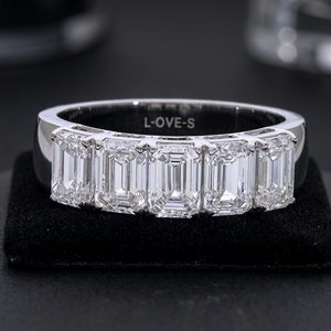 Bague éternelle en or 14 carats avec diamant CVD de laboratoire taille émeraude 2,5 carats, plaqué rhodium, certifiée IGI, cadeau de luxe pour femme - Product Image 5