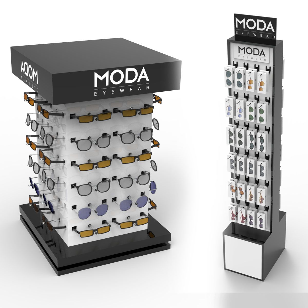 Apache Custom Sunglasses Display Stand 4 Sides Acrylic Glasses Rack for Eyewear Boutiques, Optical Shops and Retail Stores