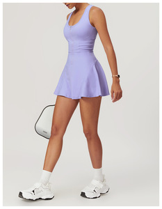 Kadınlar için özel tek parça tenis elbise kaliteli fermuar ve iç astar ile yüksek kaliteli spor yeni tasarım toptan - Product Image 6