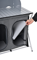 Mesa de Cocina Plegable de Aluminio para Exteriores, Portátil, para Asar, Hacer Picnic, Acampar, con Organizador de Almacenamiento