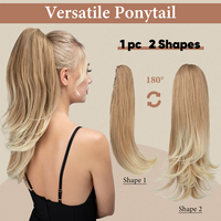 Extensions de queue de cheval synthétiques naturelles longues et soyeuses de 22 pouces, résistantes à la chaleur, couleur gingembre, à clipser, pour femmes blanches - Vente en gros