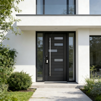 Portes d'entrée de villa de luxe, portes extérieures en aluminium, portes pivotantes modernes en acier inoxydable, portes d'entrée résidentielles