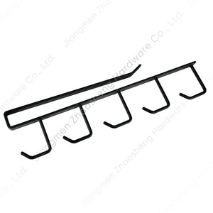 Cabinet Under <b>Hooks</b> <b>Black</b> Wall Mounted Type Punch Free Kitchen Storage Rack With 4 <b>Hooks</b> For Utensils And Clothes Organizer - Product Image 2