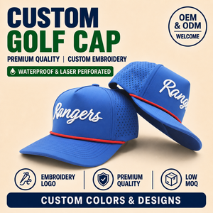 Gorra de Golf de 5 Paneles, Diseño de Moda, Impermeable, Logotipo Bordado Personalizado, MOQ Bajo, OEM, Perforada con Láser, Estilo Boutique, Material Premium - Product Image 1