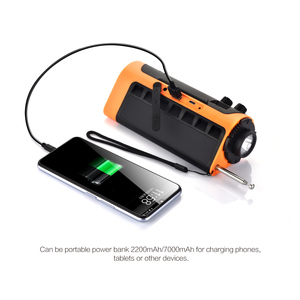 HIGH HOME Portable 2200mAh Waterproof Emergency Radio <b>Flash</b> <b>Light</b> FM Radio Indoor/Outdoor Use Lithium Solar Dual USB Phone - Product Image 2