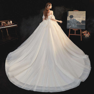 Nuevo verano <span class=keywords><strong>novia</strong></span> pecho largo Hada fuera del hombro satén blanco <span class=keywords><strong>joven</strong></span> mujer niñas noche vestido de <span class=keywords><strong>novia</strong></span> princesa - Product Image 4