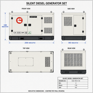 เครื่องกำเนิดไฟฟ้า Cummins Weichai 100Kw/125Kva 200Kva แบบเงียบ แบบเปิด แบบสตาร์ทอัตโนมัติ 1500 รอบต่อนาที 380v/230v - Product Image 3