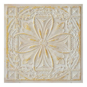 モダンなエンボス加工されたTin壁タイルホテル苦痛亀裂ゴールドホワイトPL10 PVC Ceilin - Product Image 1