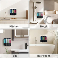 Distributeur de savon noir mat mural moderne avec pompe verrouillable, flacon de savon liquide mural rectangulaire au design minimaliste