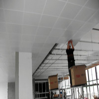 Paneles de Techo Falso Cuadrados de Aluminio de Color Blanco de 2'x2' y 2'x4', Panel de Techo de Aluminio para Techo Suspendido Interior