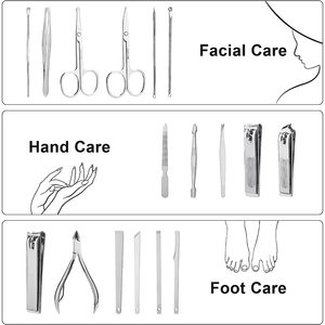 ชุดตัดเล็บแบบมืออาชีพชุดแต่งเล็บสแตนเลสเยอรมันพร้อมกระเป๋าซิปหนัง - Product Image 3